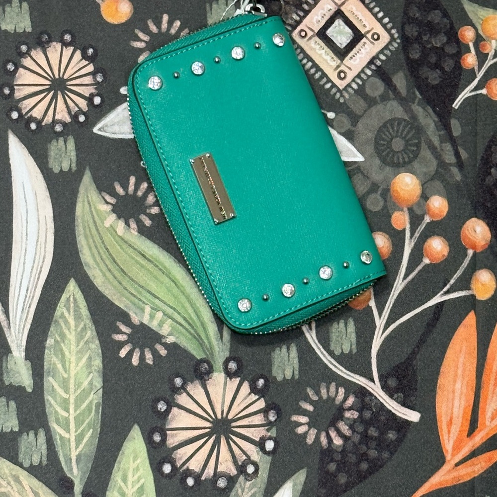 New York & Company Green Wallet with Silver Accents